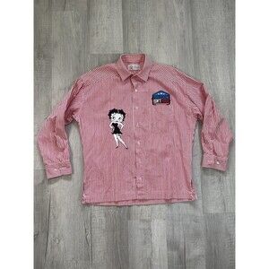 Betty Boop Too Cute Red Pin Stripe Long Sleeve Large Vintage 1993 Rare Cartoon O